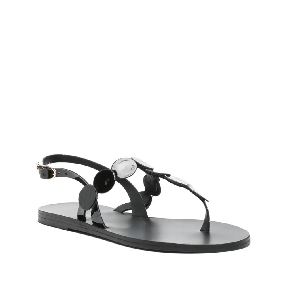 NWT Ancient Greek Sandals Black patent Decorative Sandals 37